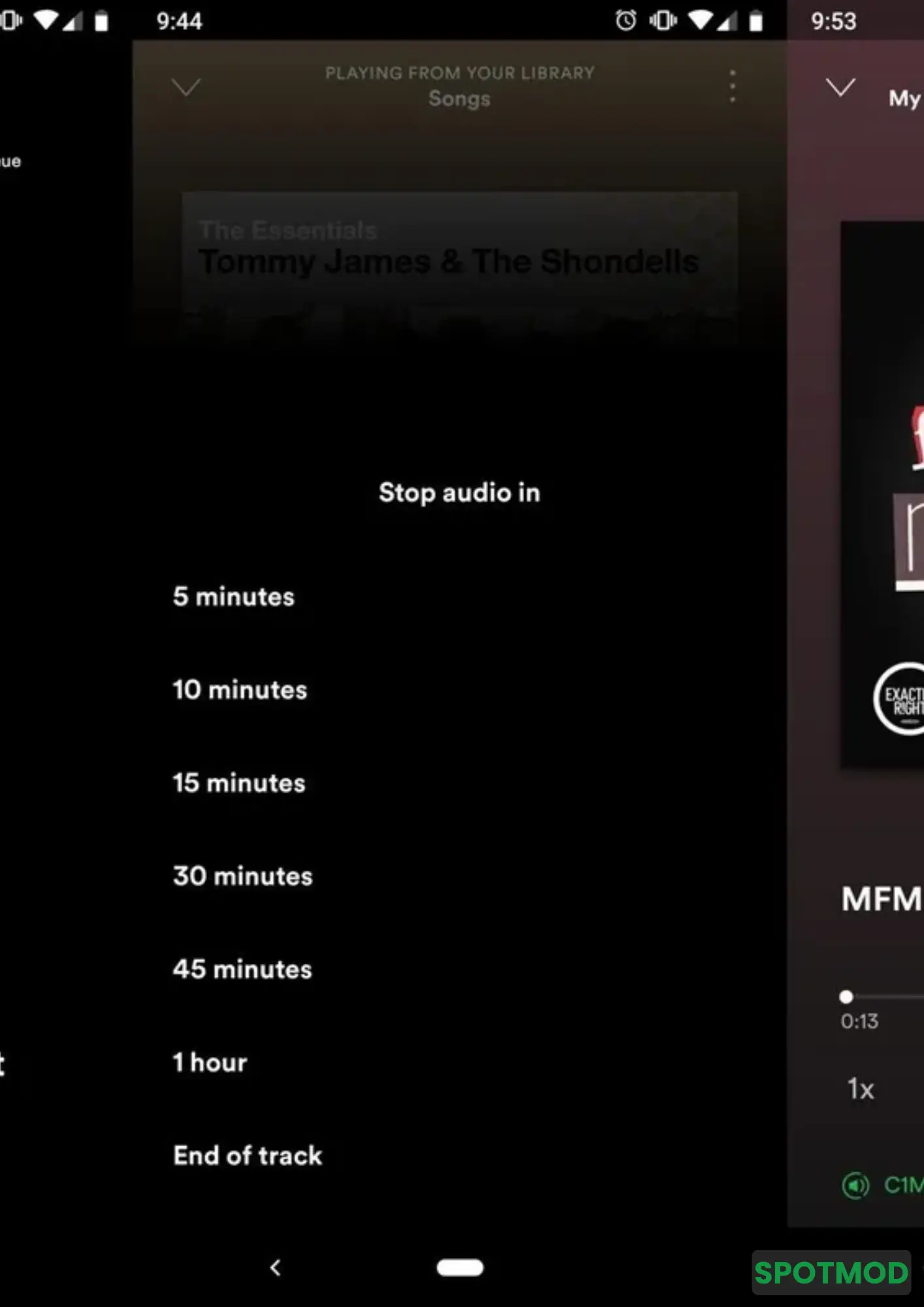 Spotify Premium Mod Feature: Sleep Timer
